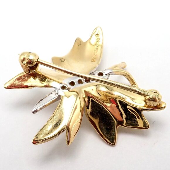 Authentic! Tiffany & Co 18k Yellow White Gold Butterfly Diamond Pin Brooch - Picture 13 of 13